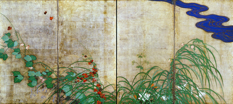 雅から粋へ「琳派」継承の美学 【WISH】酒井抱一 「七草図」工芸画