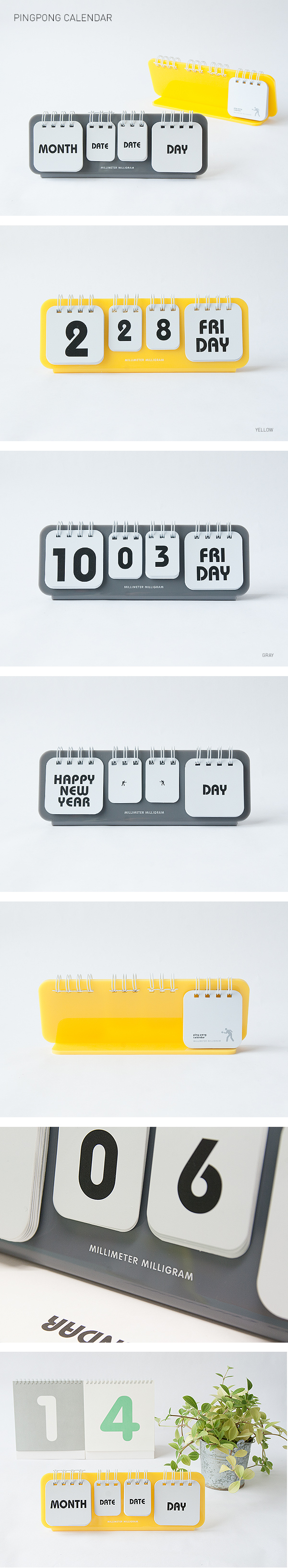 PING PONG CALENDAR - MILLIMETER MILLIGRAM