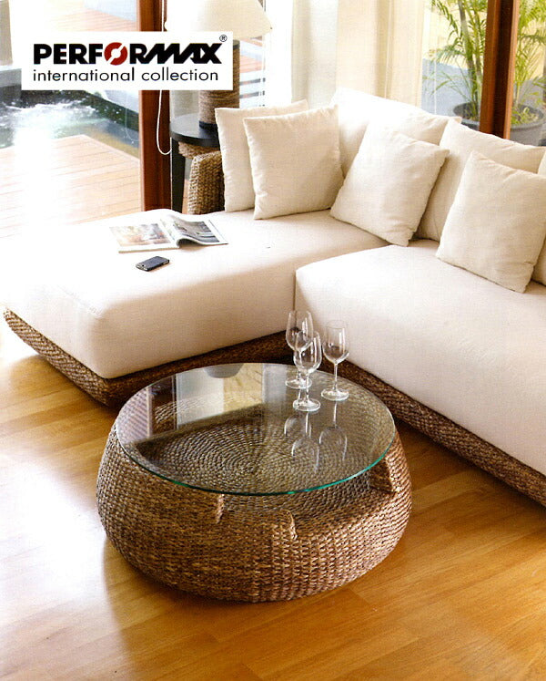 高品質 ウォーターヒヤシンス ローテーブル センターテーブル 丸型