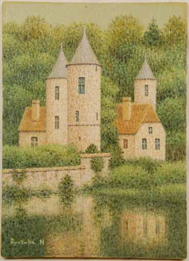 西村龍介☆油画 ☆F3号☆点描画 西村龍介☆油画 ☆F3