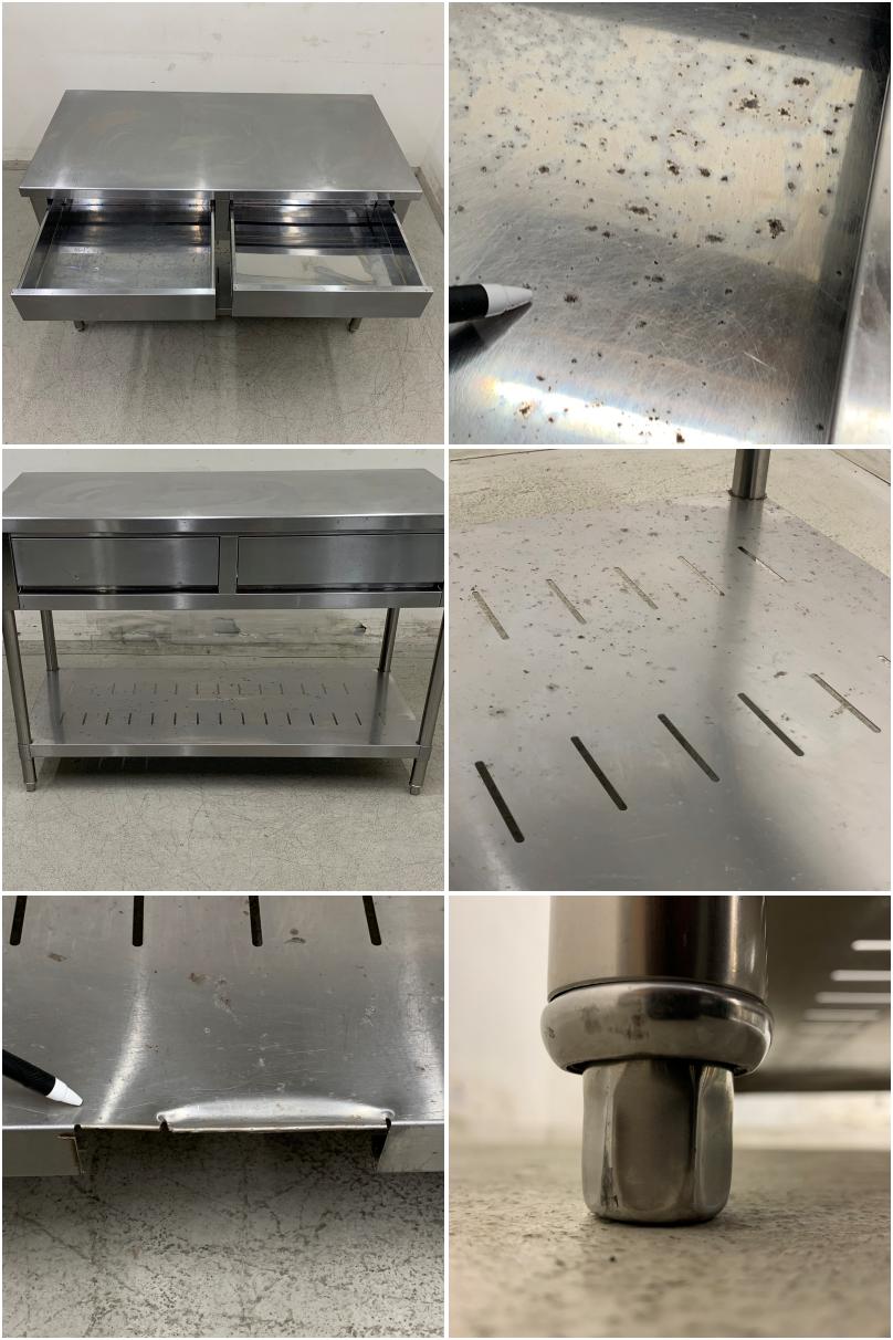 中古】 A08234 作業台引出し付 ステンレス 作業テーブル W1200 x D600