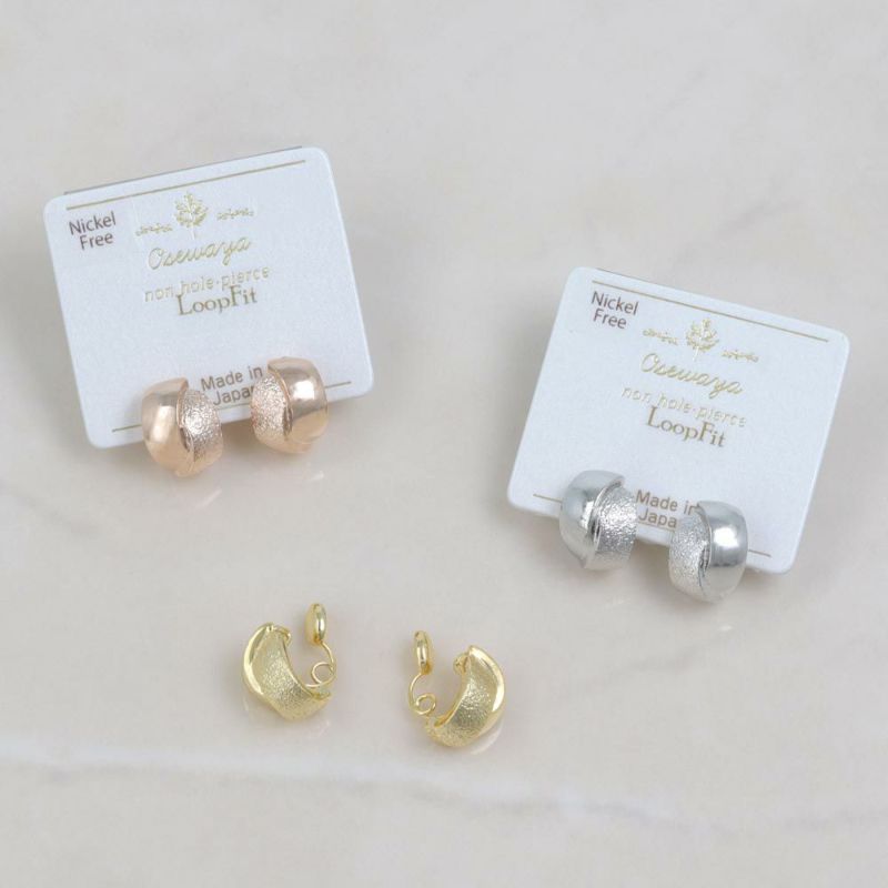 ノンホールピアス ニッケルフリー メタル クロス 梨地 フープ