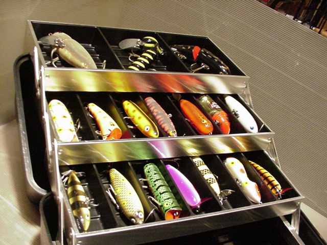 釣り道具とトラウトのアートボックス