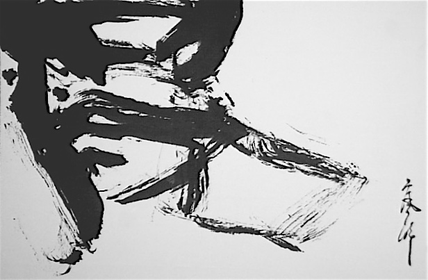 真作】掛軸 前衛書道 躍動感あふれる墨線美 現代書作品 力強い抽象書