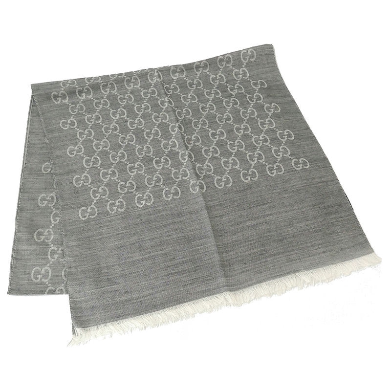 Brandol / GUCCI グッチ ストール シルク・ウール GG柄 ショール 薄手