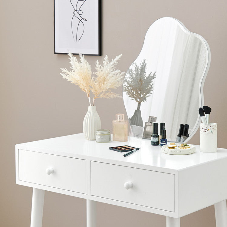 ウェーブミラーのドレッサー 幅75 スツール付き ウェーブミラー 大人