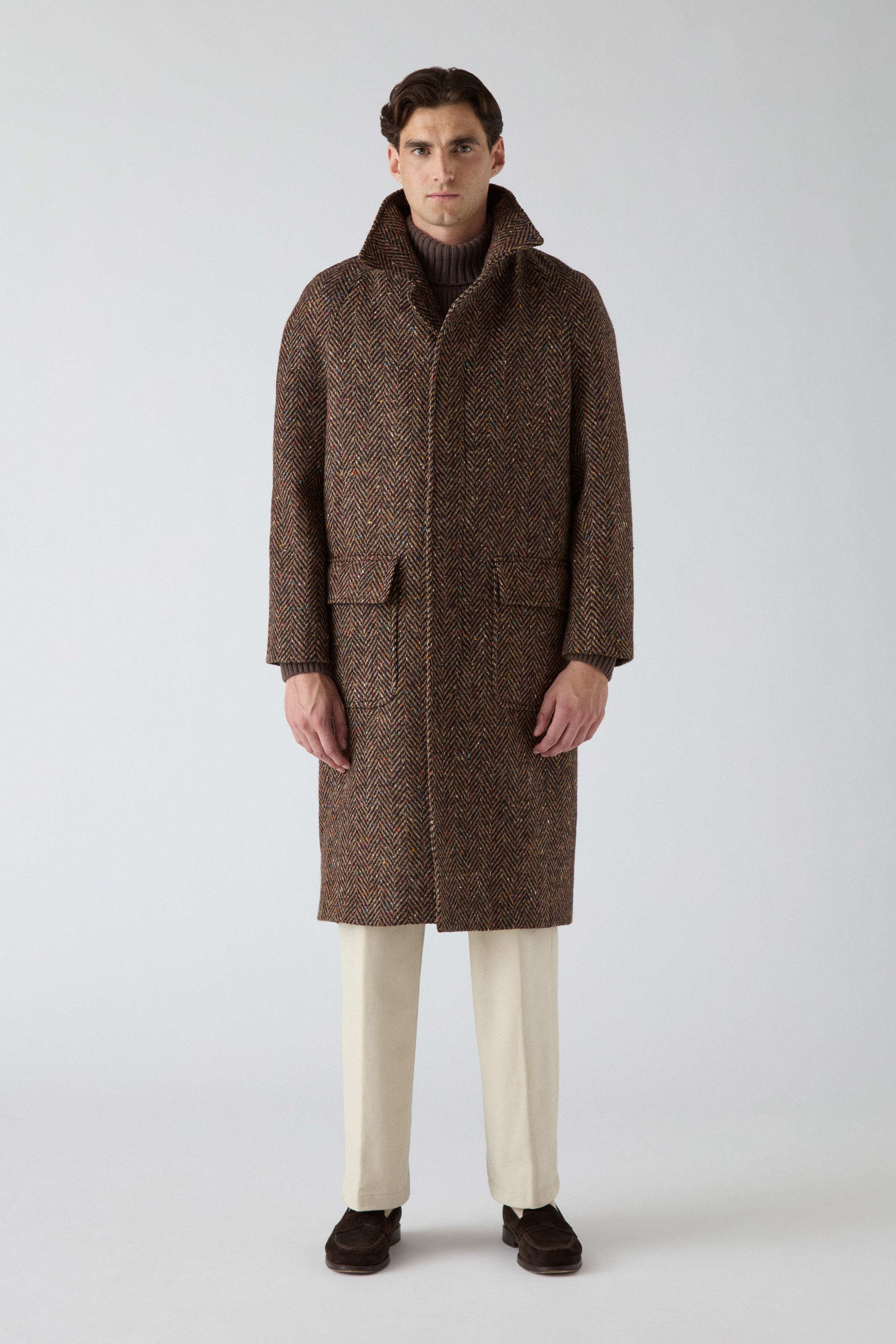 Nelson Tweed Raglan Coat - Brown – Berg & Berg