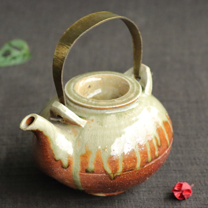 小島憲二 穴窯ビードロ土瓶 満容量1120ml 作家もの伊賀焼急須 日本茶