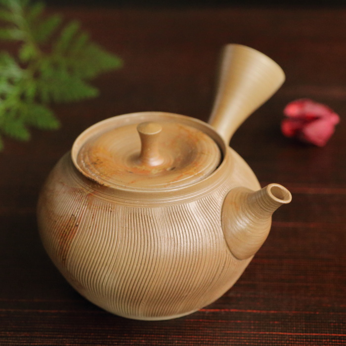 煎茶道具 常滑焼 小西洋平作 窯変 茶器 急須 煎茶碗 五客 共箱 MR9434