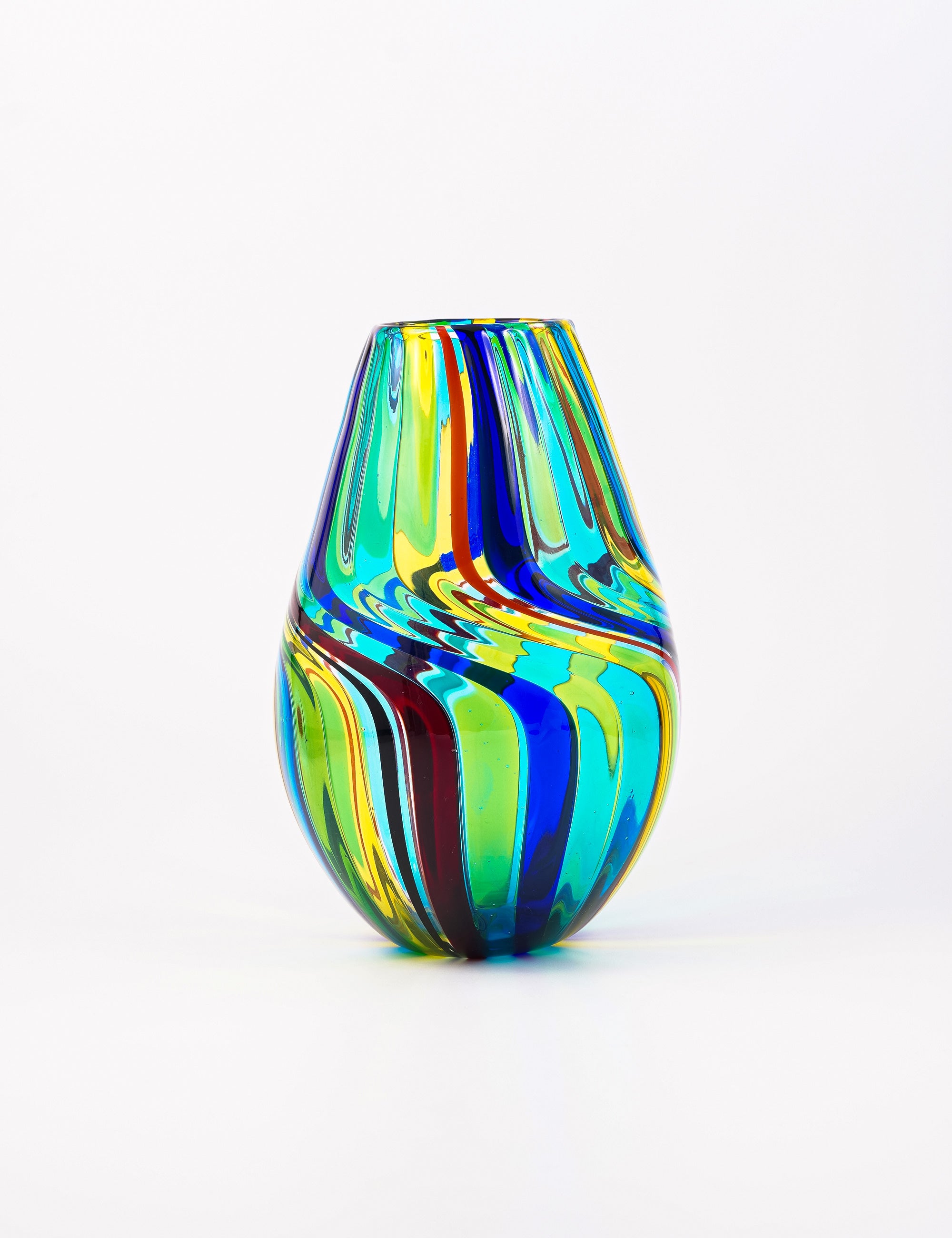 MURANO GLASS ムラノ 銀彩 双耳 カラフル レース 花器 オブジェ