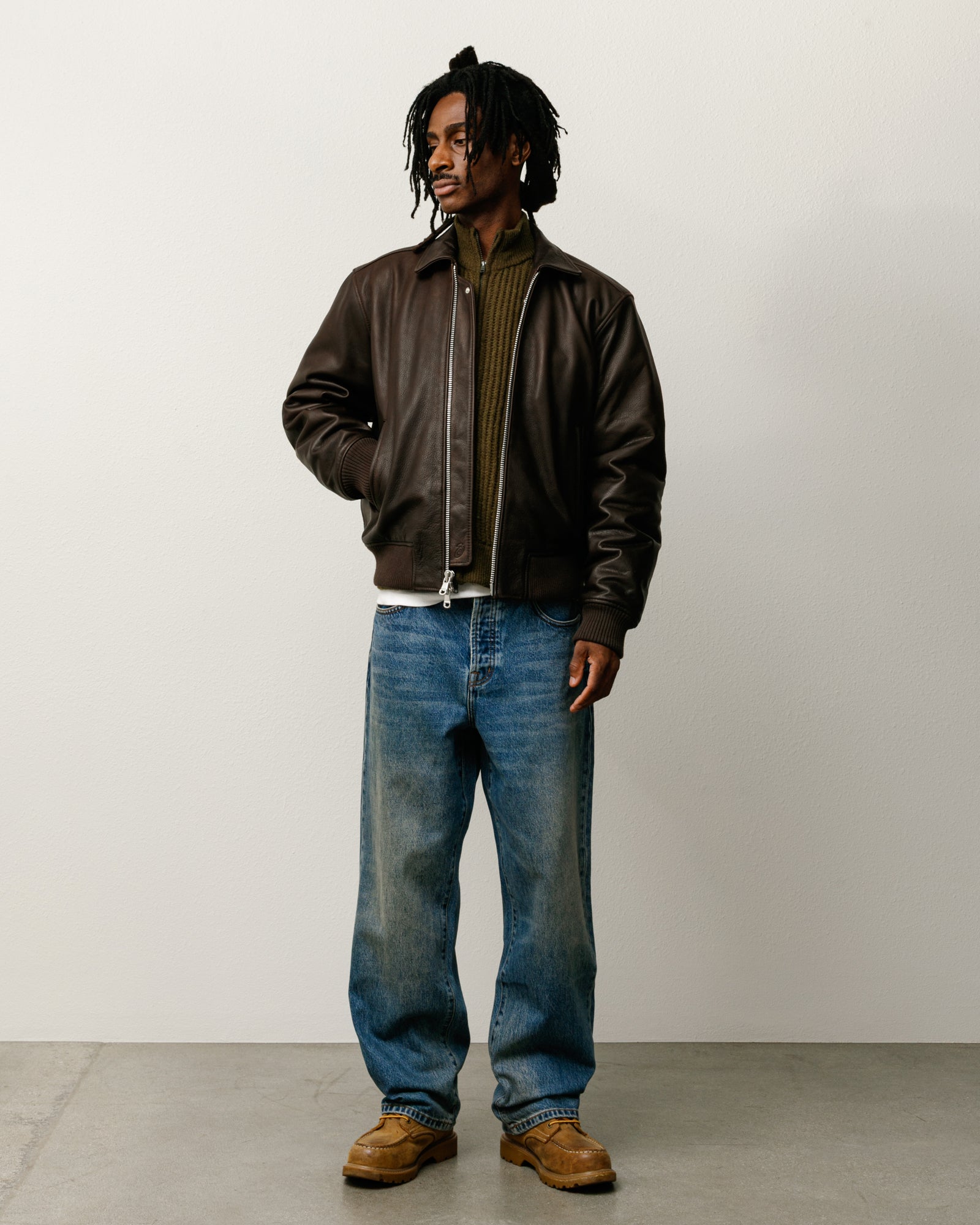 Leather Flight Jacket – Dark Brown | Outerwear | Stüssy Canada