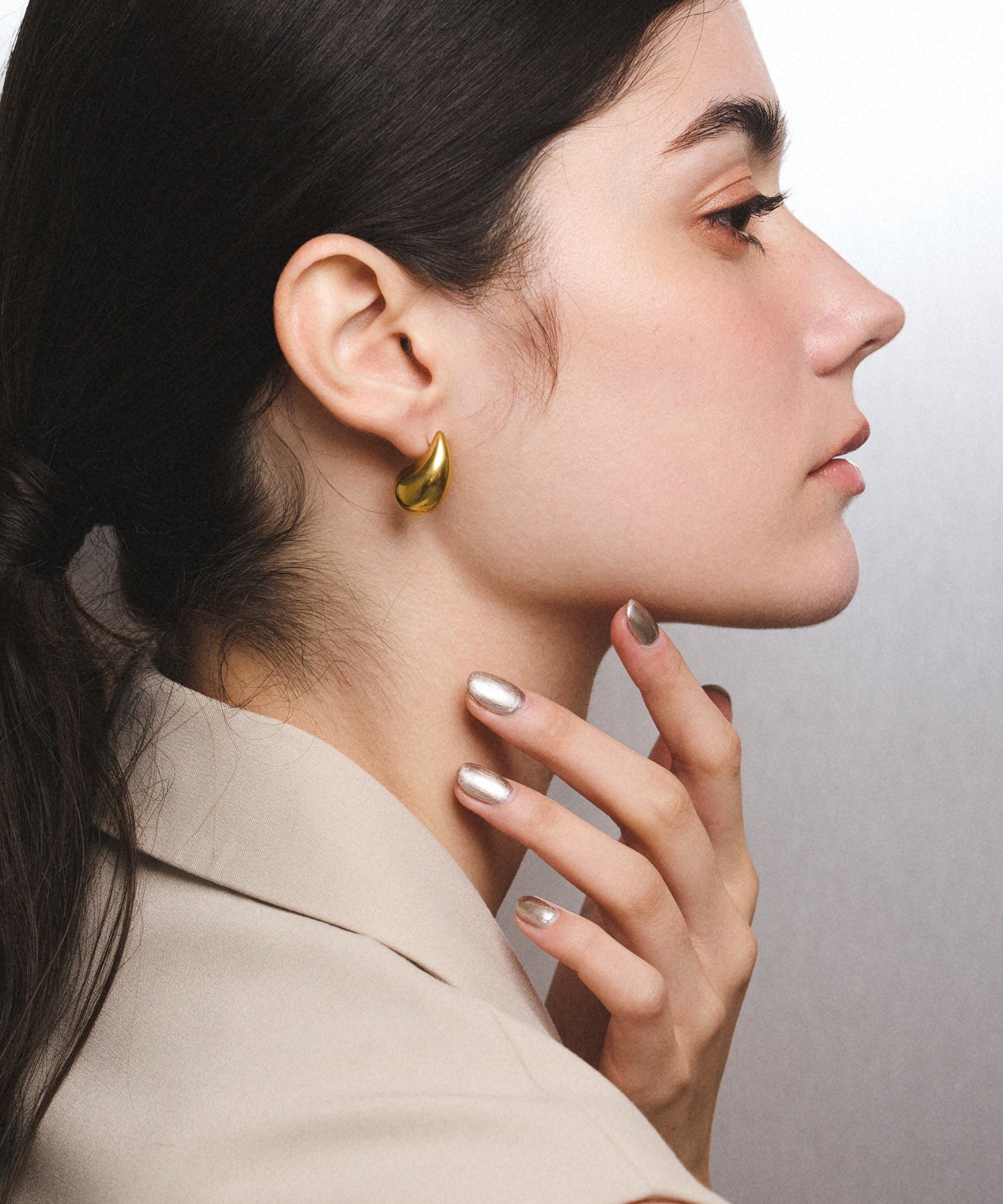 ゴールド]ソリッドドロップピアス