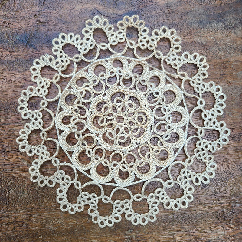 アンティークフランス アイリッシュクロシェ アイボリー花型ドイリー