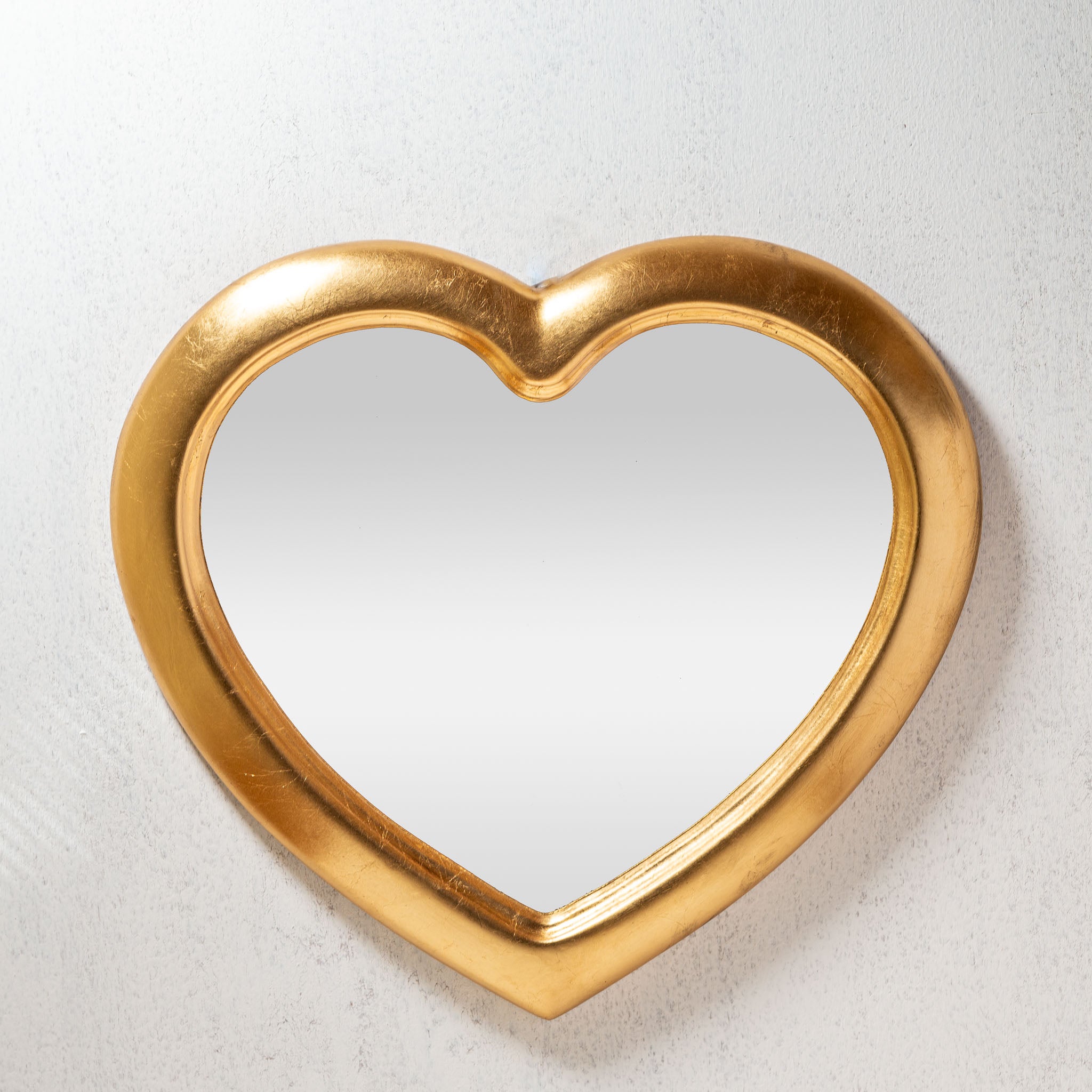 イタリア製 木製 ハンドペイント 壁掛け鏡 ウォールミラー ハート