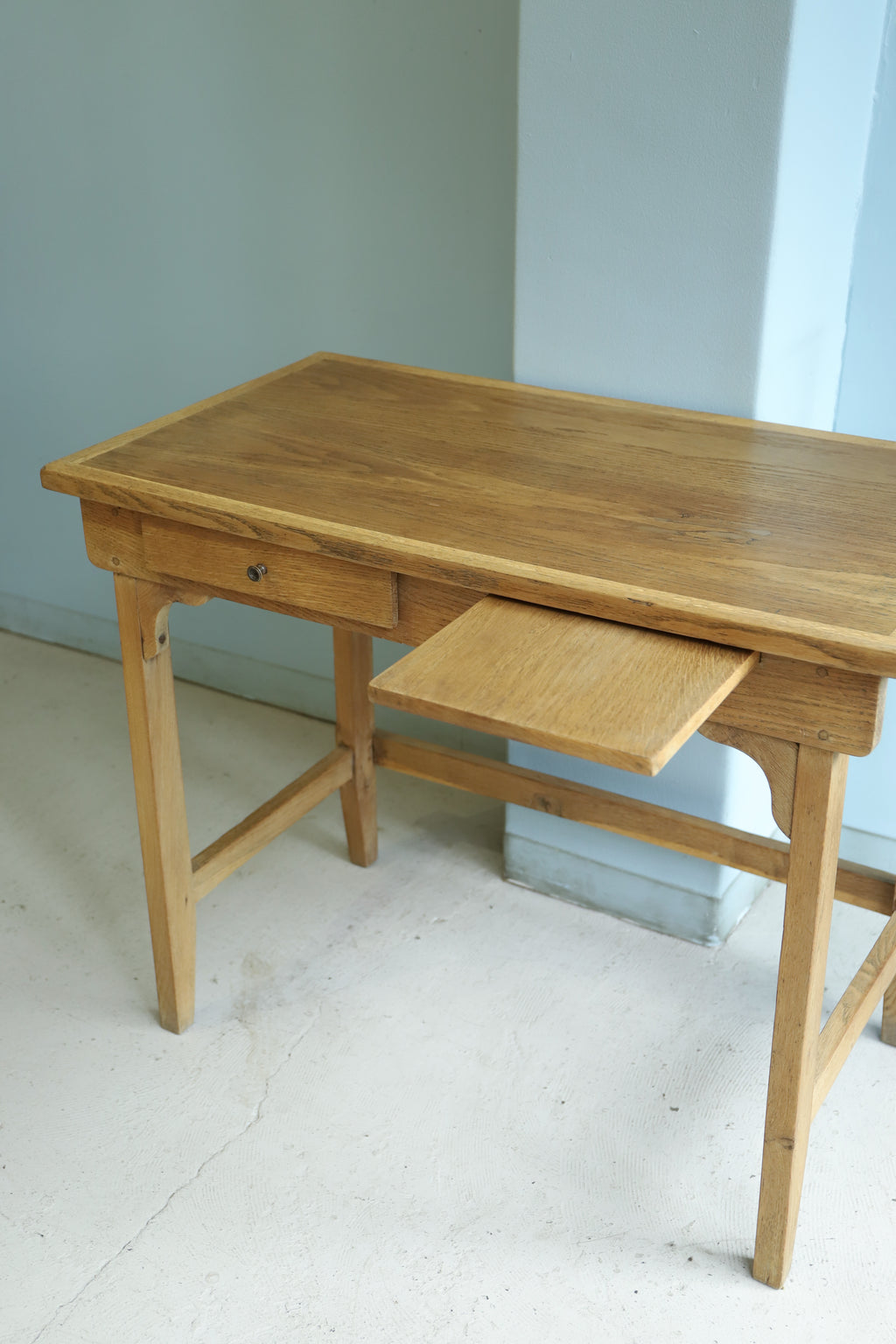 ヨーロッパアンティーク シャビー テーブル 机 ブルーペイント デスク