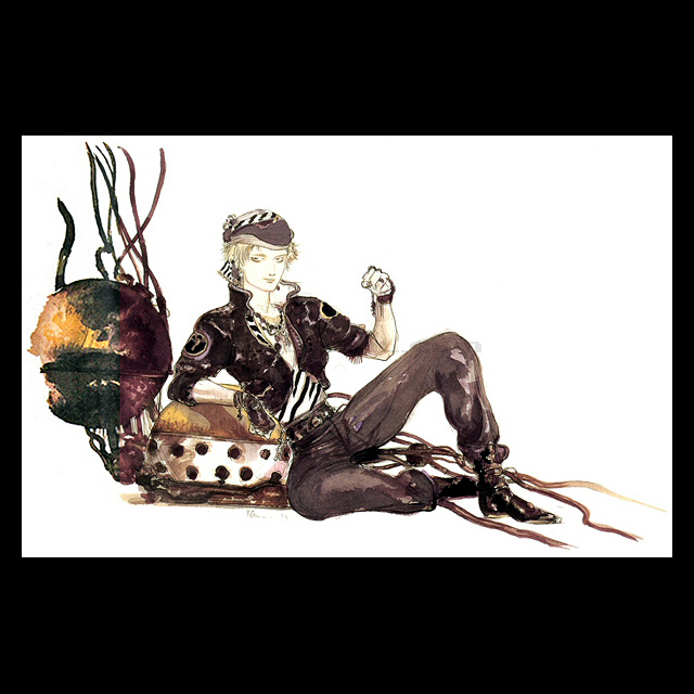 天野喜孝 FF6 版画 絵画 ロック B5サイズ 天野喜孝 FF6 版画 絵画