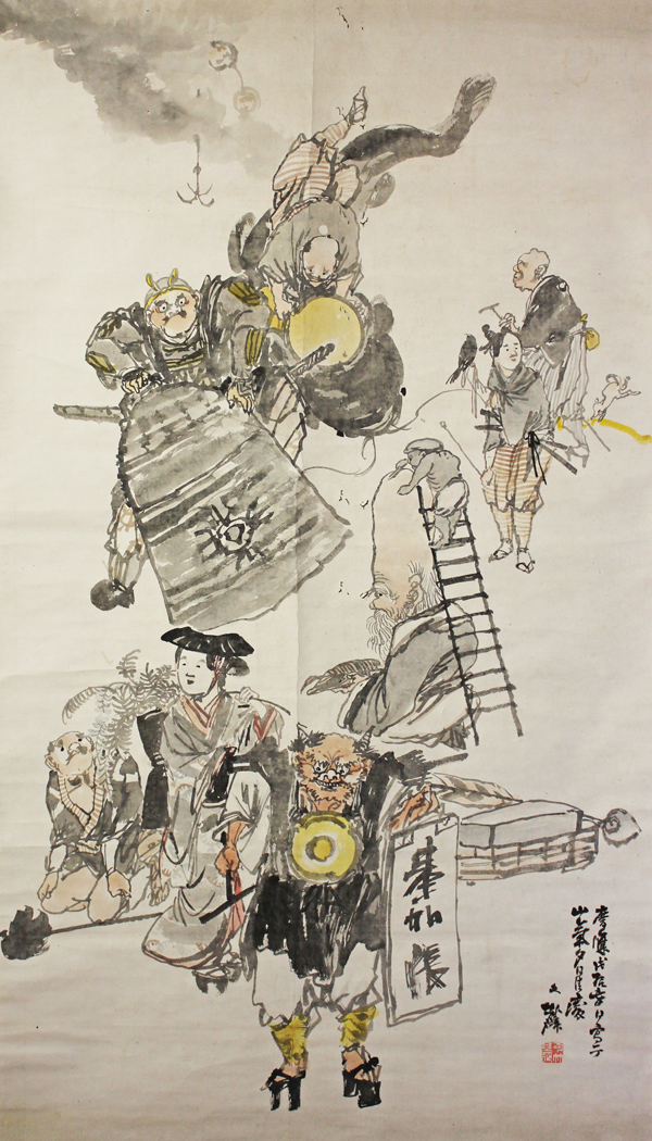 惲壽平書華溪館図紙本水墨画 木製額縁付き二玄社