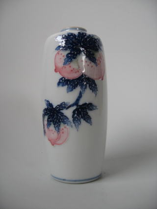 河本礫亭青華白盛果実文花瓶 S