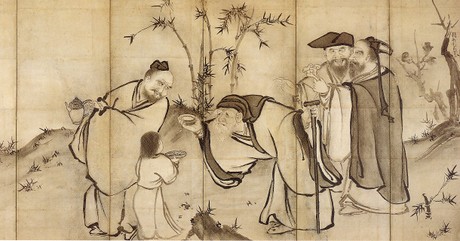 O-26 水墨画風掛軸 二幅 竹林七賢人 應挙 O-26 水墨画風掛軸 二幅 竹林