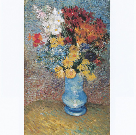 ゴッホ展キャンバス青い花瓶の花