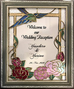 グラスアート 薔薇 ウェルカムボード グラスアート 薔薇 ウェルカムボード