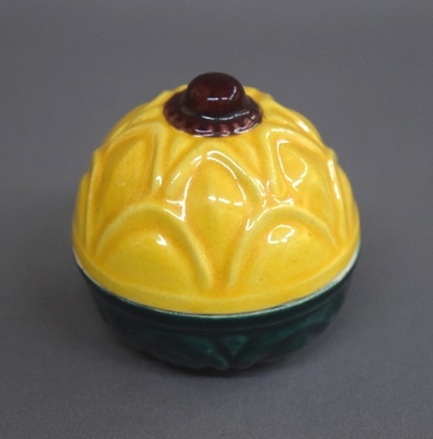 B15s 清閑寺窯 祥平造 黄南京宝珠香合 共箱 京都 茶道具香道具 竜 B15s