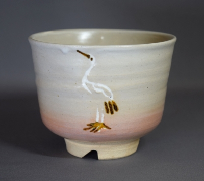 茶道具/茶碗 立鶴茶碗 廣州窯 共箱 茶道具/茶碗 立鶴茶碗 廣州窯 共箱