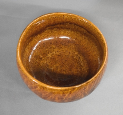 ⑥十代 大樋長左衛門 大樋陶冶斎 飴 茶碗 十代大樋長左衛門 鳥紋 飴釉