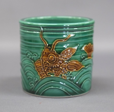 美品】茶道具・蓋置｜中村翠嵐・青交趾（荒磯）