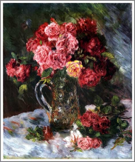 薔薇の花瓶絵画