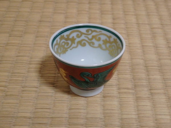 三浦篤(2代 竹軒) 赤地着彩金襴手雲鶴紋 煎茶碗 6客 | 坂井春明堂