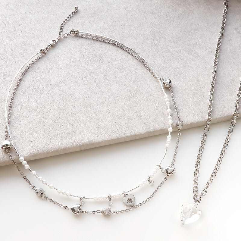 レシピNo.KR1123 CCBパーツハートのレイヤードネックレス – 貴和製作所