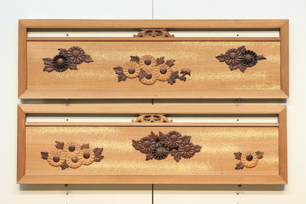 極上珍品!! 上品なお花柄が浮かぶ木地色の中型欄間 EZ2044ab 在庫(a:0