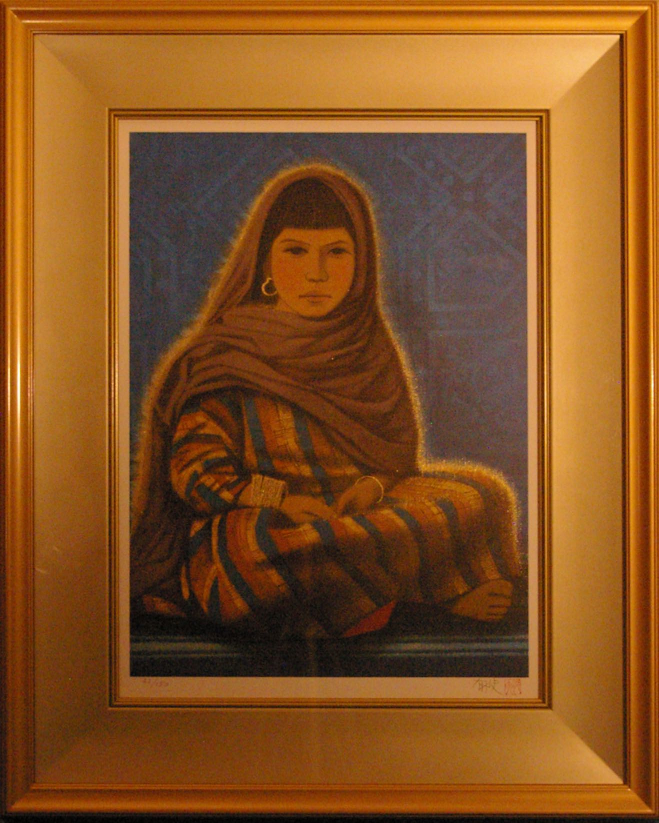 平山郁夫「アフガニスタンの砂漠を行く・月」 彩美版 作品証明シール