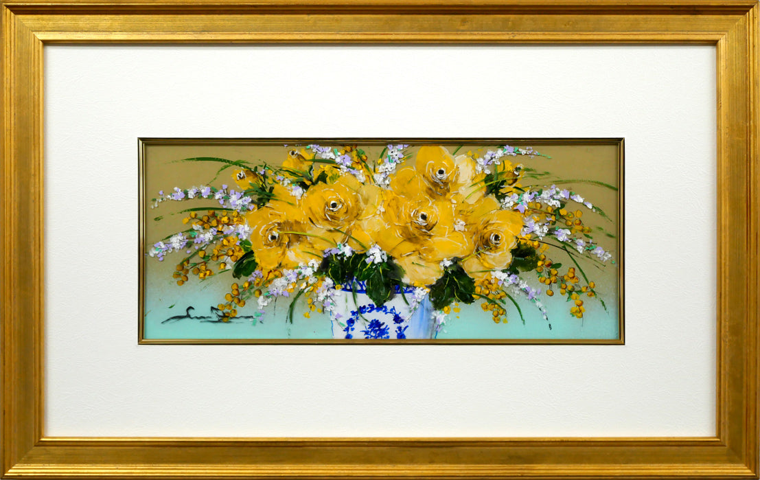 大野剛正「ほのかな香り（黄色い花）」アクラス画（油彩）・5号 絵画