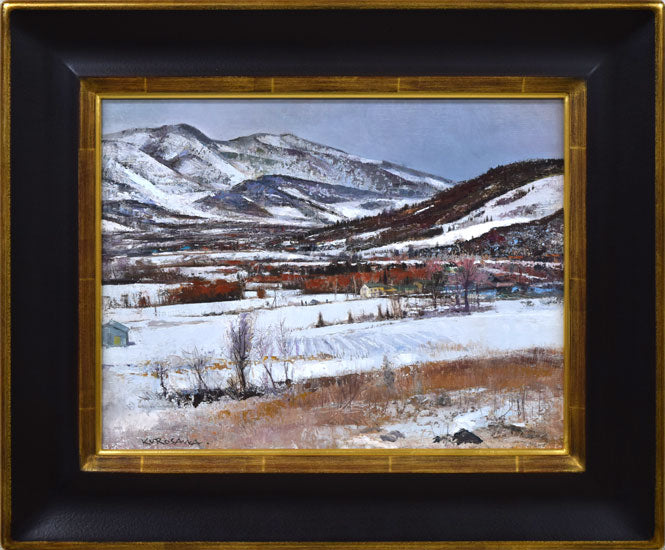 黒沢信男「曇日雪景」油絵・F6号 絵画買取・販売の小竹美術