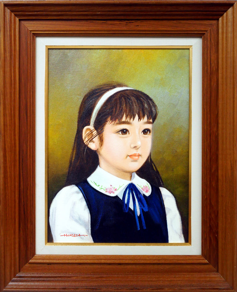 希少 日展特選画家 遠藤原三「夏」1972年 油彩 4号 人物画 希少 日展