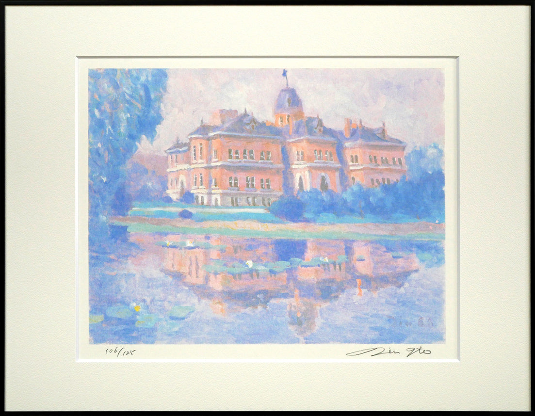 伊藤仁 油絵「北海道庁」F3号 額付き 1962年製作 伊藤仁 油絵「北海道