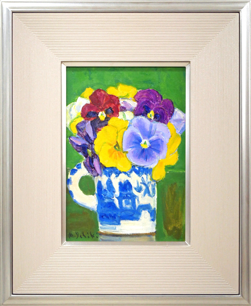 一木万寿三「遊蝶花（パンジー）」油絵・SM 絵画買取・販売の小竹美術