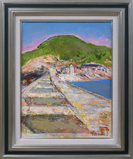 真作」服部保「トレド」風景画 油絵 絵画 油彩画 直筆サイン F2号 真作