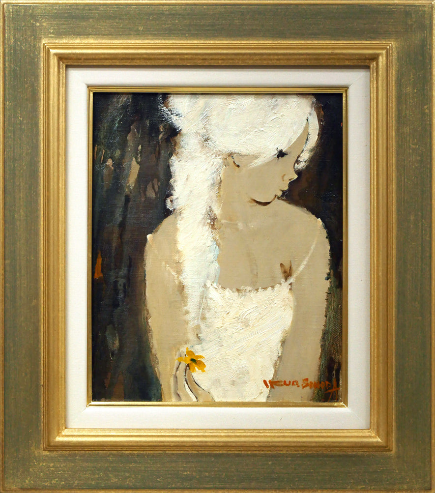 絵画 インテリア 額付 (黒) 油絵 F4-071612 人物 女性像 絵画