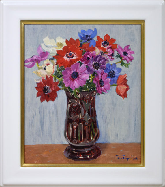 豊島輝彦「アネモネ」油絵・F8号 絵画買取・販売の小竹美術