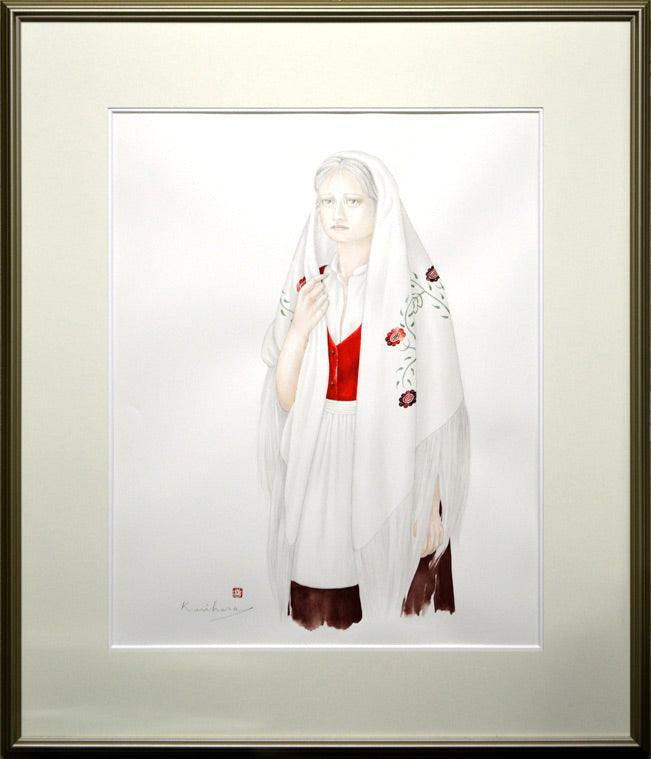 真作 栗原喜依子 「裸婦」 油彩8号古径額 二科会員 物故女流巨匠