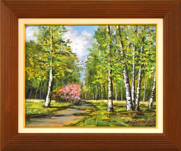 白樺の森 長野 油絵 F10 白樺の森 長野 油絵 F10 油彩画 小林幸三
