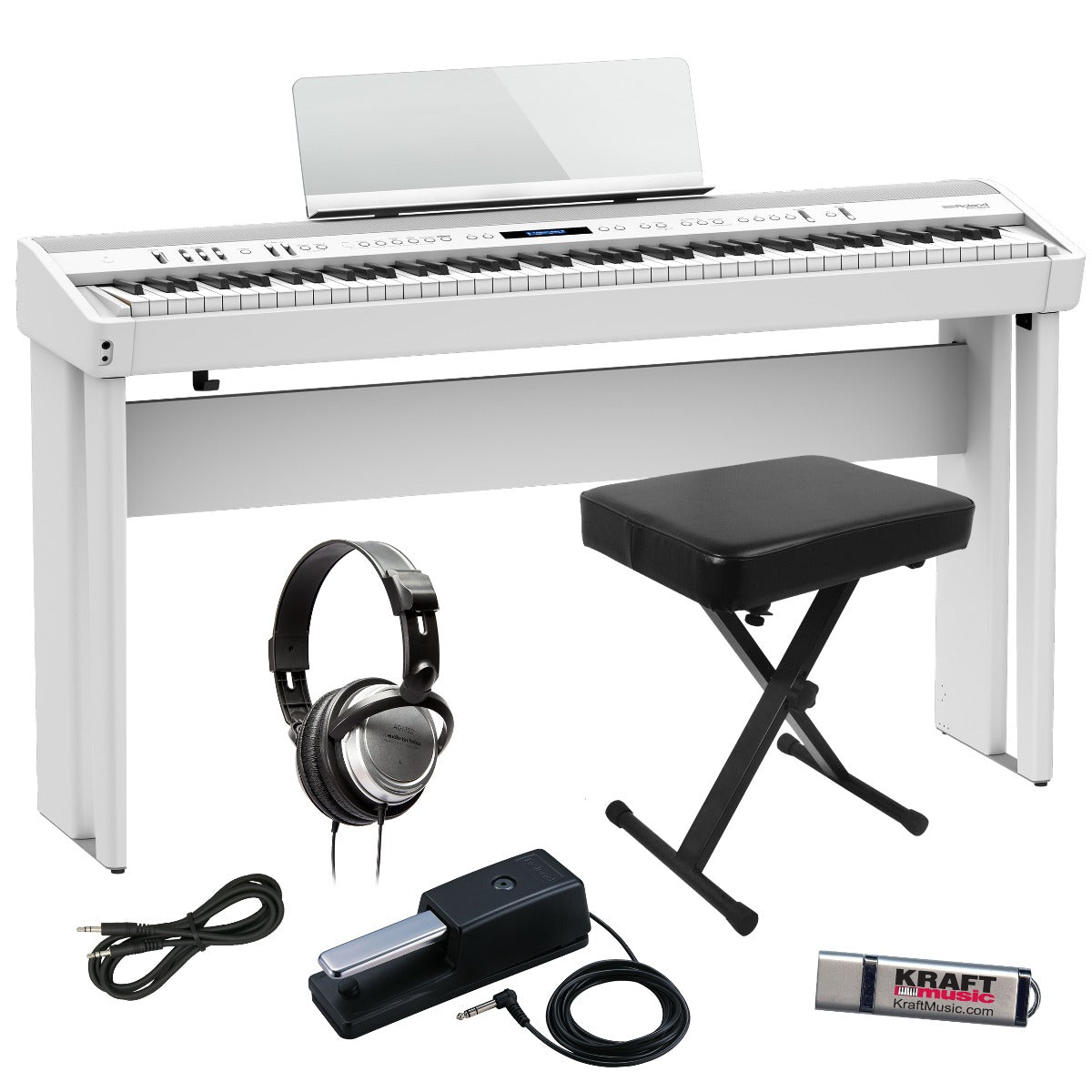 Roland FP-90X Digital Piano - White HOME ESSENTIALS BUNDLE – Kraft