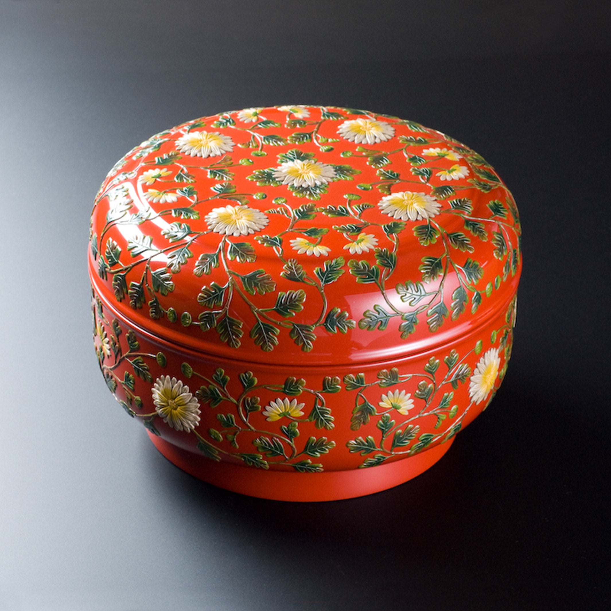 ◇極希少 江戸幕末！古伊万里 染錦(紅葉/桃/菊) 手持ち造形桃蓋付