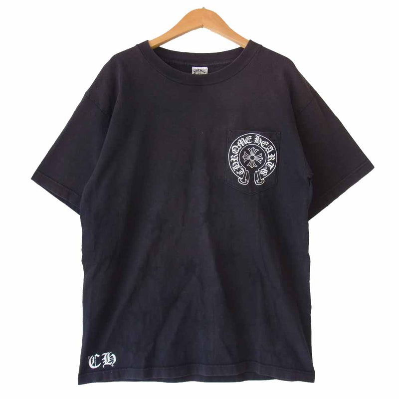 クロムハーツ】 黒Tシャツフロントポケット付きホースシューロゴ M