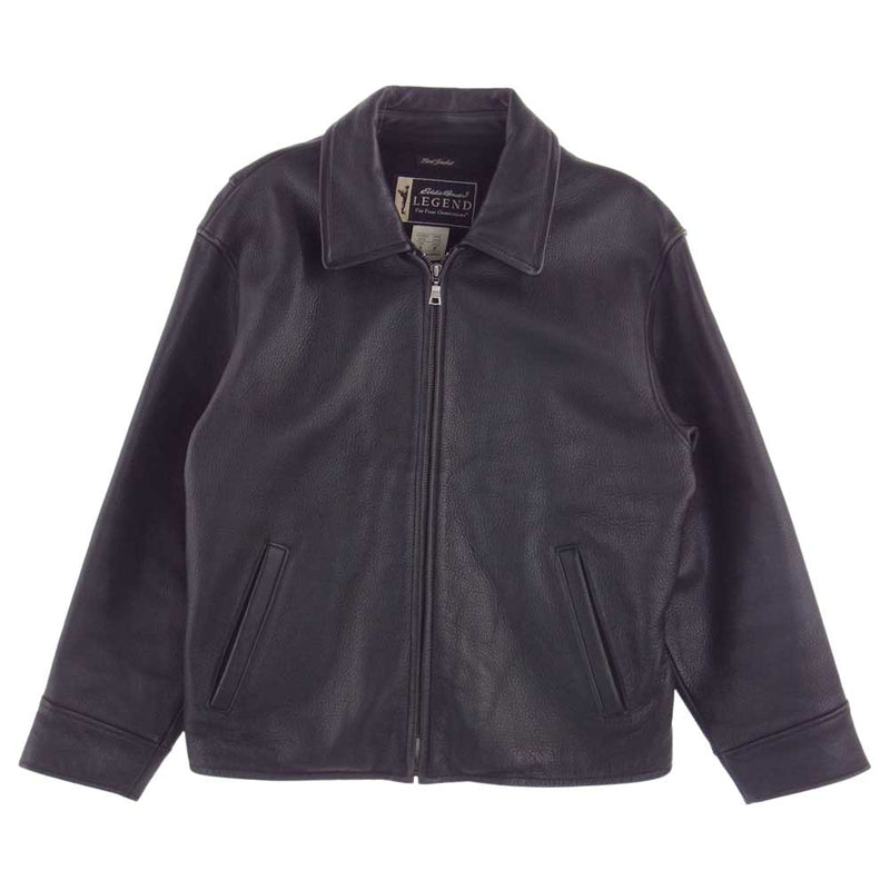 Eddie Bauer ブラック レザー シングルライダースジャケット 羊革