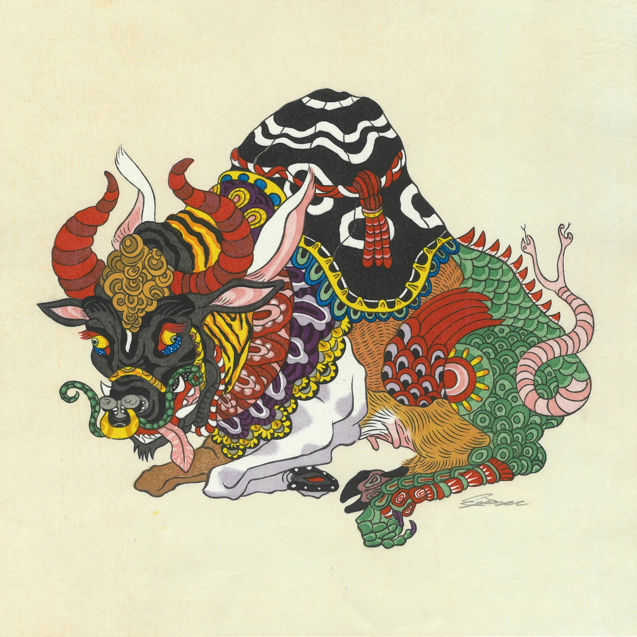 超希少◇がんどうあつし1998肉筆絵画過去の実験作品『風景(キュビズム