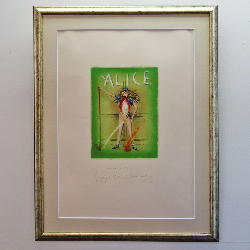 金子國義リトグラフに手彩色希少品